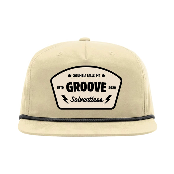 Groove Trapezoid Logo Hat - Richardson Snapback (Umpqua 256) - Sand Dune/Loden
